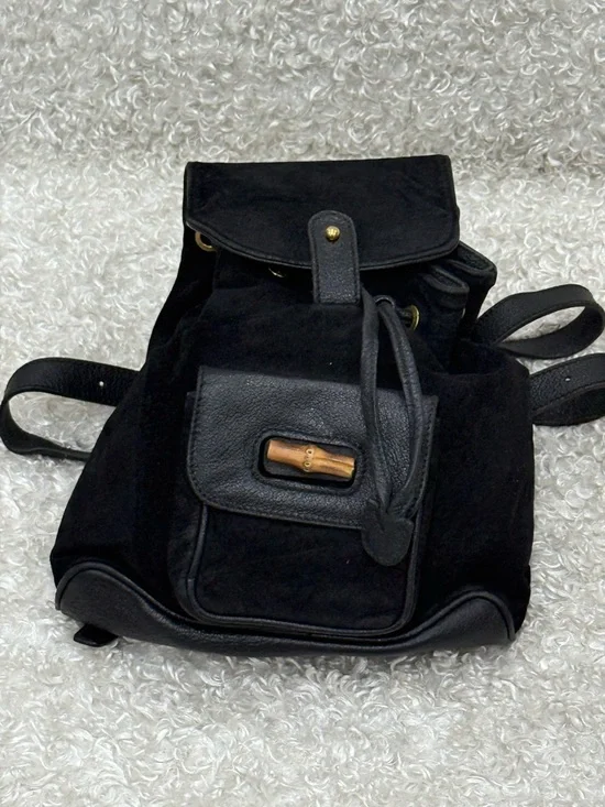 Gucci Mini Bamboo Backpack in Black Suede Leather - Picture 7 of 16